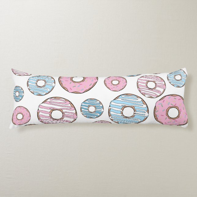 Coussins Longs Motif De Donuts, Donuts Roses, Donuts Bleus (Devant)