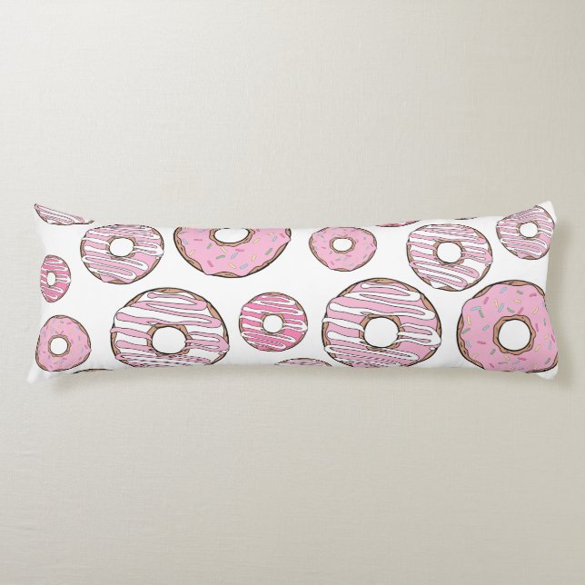 Coussins Longs Motif De Donuts, Donuts Roses, Saupoudrages (Devant)