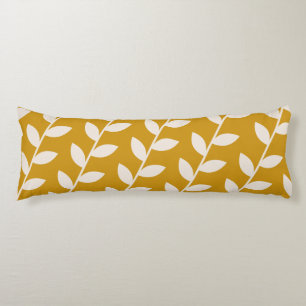 Coussins Longs Motif de feuille rétro-moutarde personnalisé