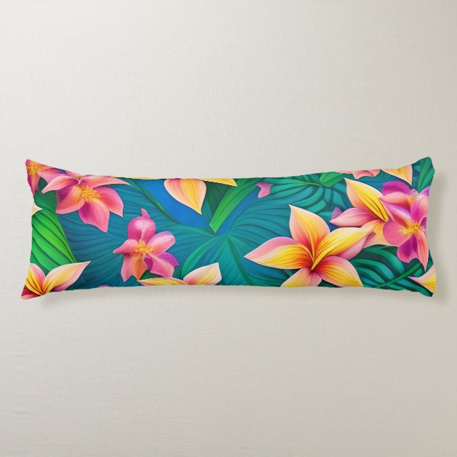 Coussins Longs Motif de fleurs tropicales hawaïennes (Devant)