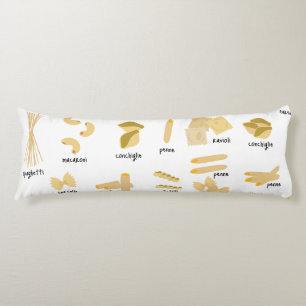 Coussins Longs Motif de formes et noms de pâtes italiennes