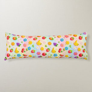 Coussins Longs Motif de fruits colorés avec des fleurs et des fru