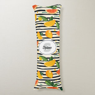 Coussins Longs Motif de fruits d'agrumes avec Feuilles verts (6)