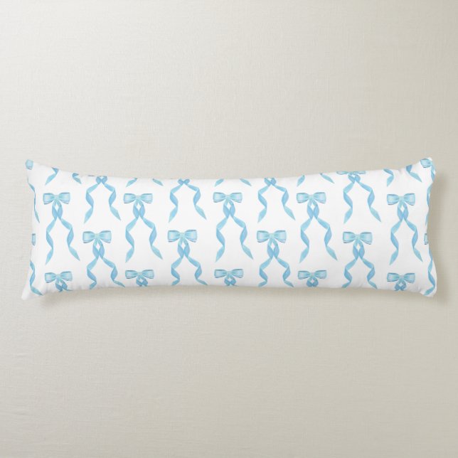 Coussins Longs Motif de la Bow Bleue Aquarelle (Devant)