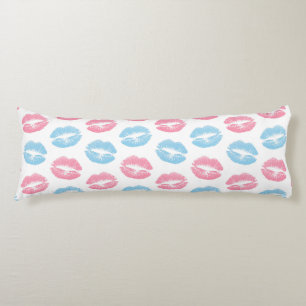 Coussins Longs Motif de lèvres bleues et roses, Lipstick, Baiser