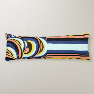 Coussins Longs Motif de lignes ondulées en spirale bleu orange