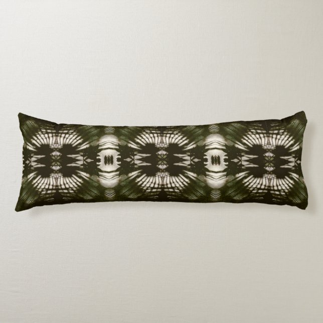 Coussins Longs Motif de l'ombre de la feuille de palmier en vert  (Devant)