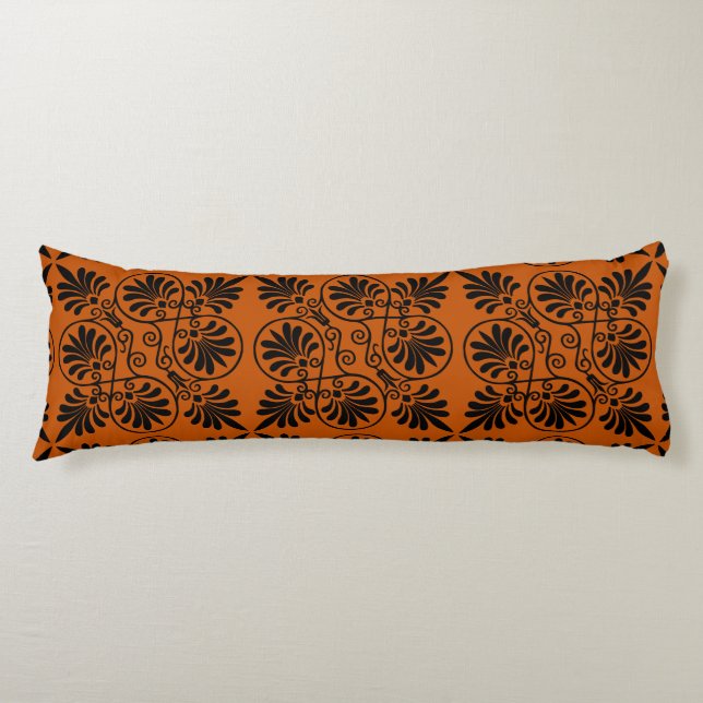 Coussins Longs Motif de méandre grec antique en terre cuite (Devant)