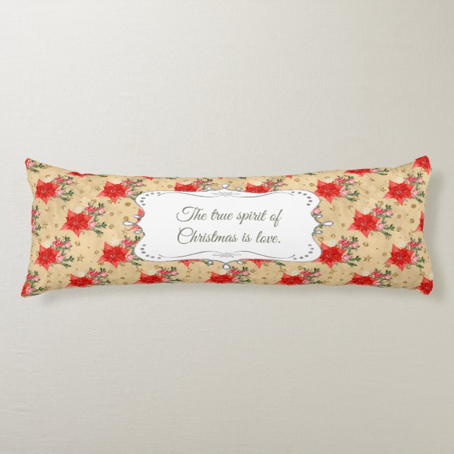 Coussins Longs Motif de Noël floral personnalisé (Devant)