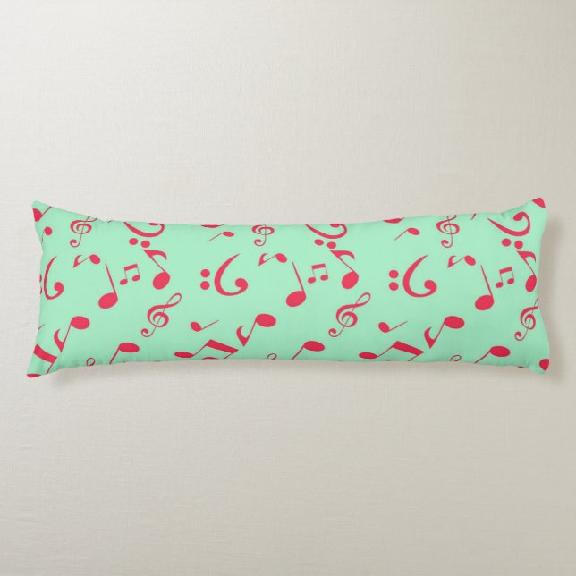 Coussins Longs Motif de notes musicales (Devant)