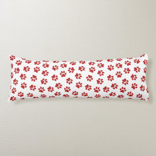 Coussins Longs Motif de pattes, pattes de chien, pattes rouges