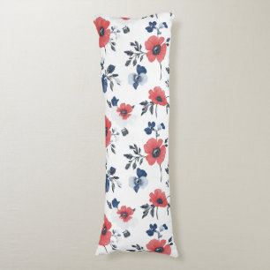 Coussins Longs Motif de pépites d'aquarelle - Rouge, Bleu et Blan