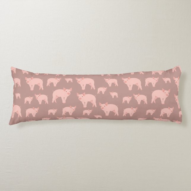 Coussins Longs Motif de porc rose (Devant)