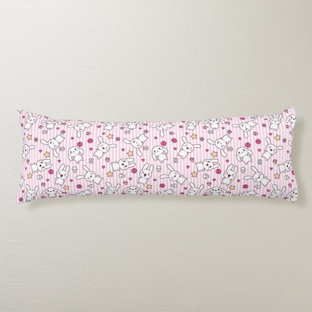 Coussins Longs motif de rayures de kawaii (Devant)