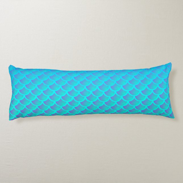 Coussins Longs Motif de sirène en bleu et violet Aqua (Dos)