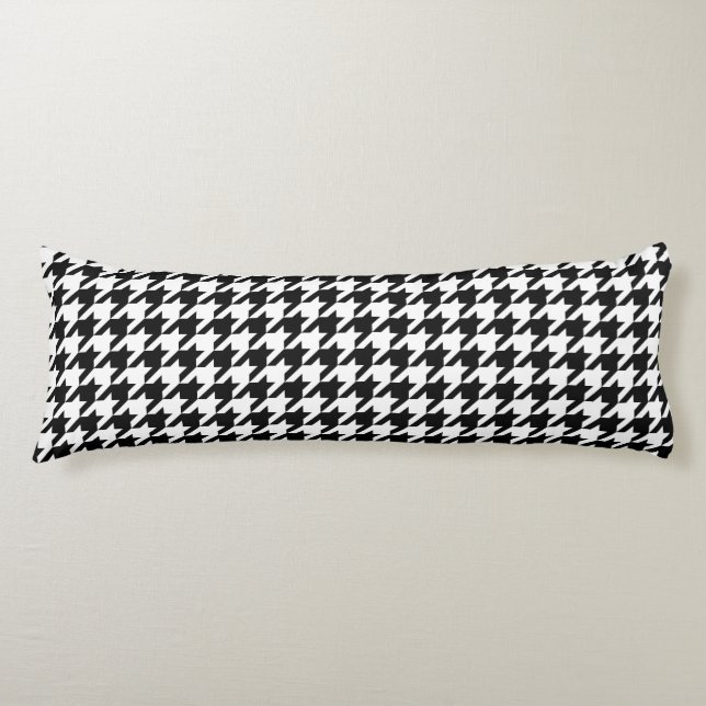 Coussins Longs Motif de tissage noir blanc classique de la dent-d (Devant)