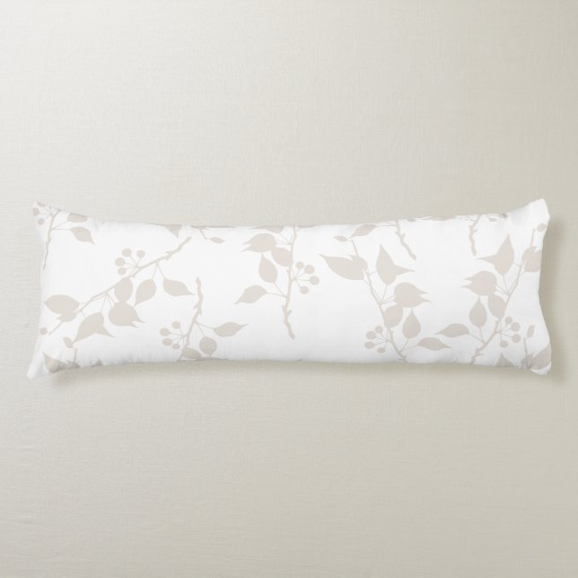 Coussins Longs Motif décoratif en feuille beige botanique (Devant)