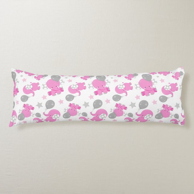 Coussins Longs Motif Des Eléphants Roses, Eléphants Mignons, Étoi (Devant)