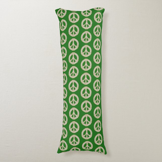 Coussins Longs Motif des signes de paix celtique or et blanc (Devant (Vertical))