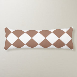 Coussins Longs Motif diamant en blanc et Mocha Mousse