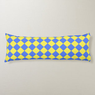 Coussins Longs Motif diamant jaune bleu Checker