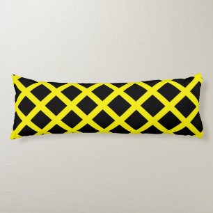 Coussins Longs Motif Diamond Stripes en damier noir jaune