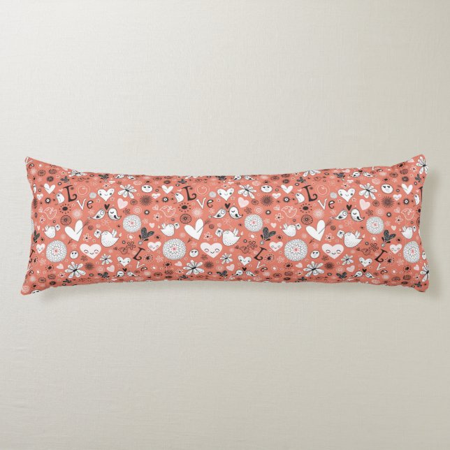 Coussins Longs Motif d'inséparables (Devant)