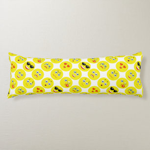 Coussins Longs Motif Emoji Jaune Et Blanc