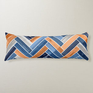 Coussins Longs Motif en Bleu et Orange Marine