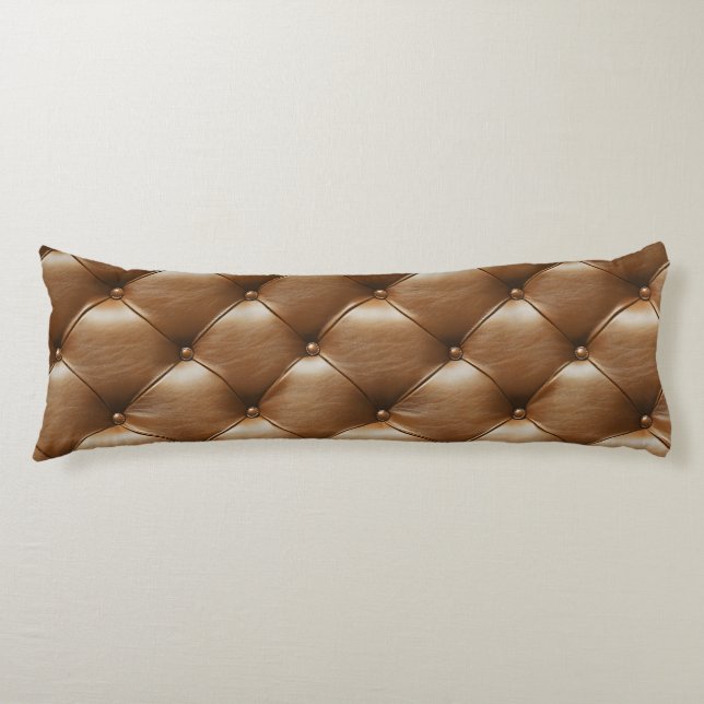 Coussins Longs Motif en cuir Brown (Devant)
