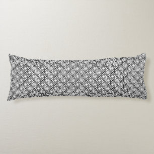 Coussins Longs Motif en tuiles égyptiennes, noir et blanc