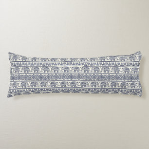 Coussins Longs Motif ethnique bleu d'éléphant