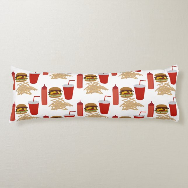 Coussins Longs Motif Fast Food Burger Fries (Devant)