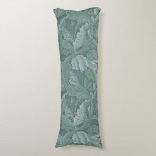 Coussins Longs Motif feuille d'acanthe bleu sarcelle de William M
