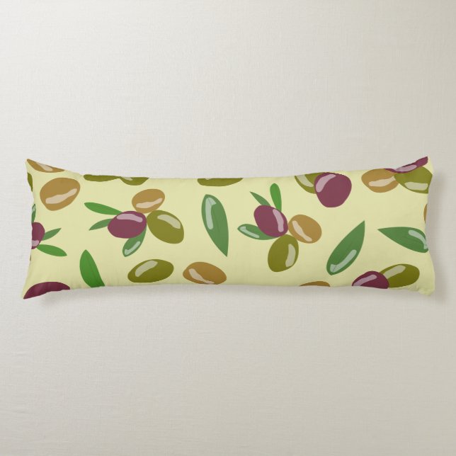 Coussins Longs Motif Feuille d'olive et d'olive rustique (Devant)