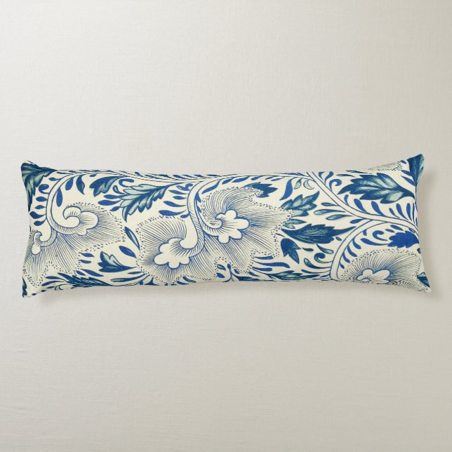 Coussins Longs Motif Floral bleu Antique Design asiatique (Dos)