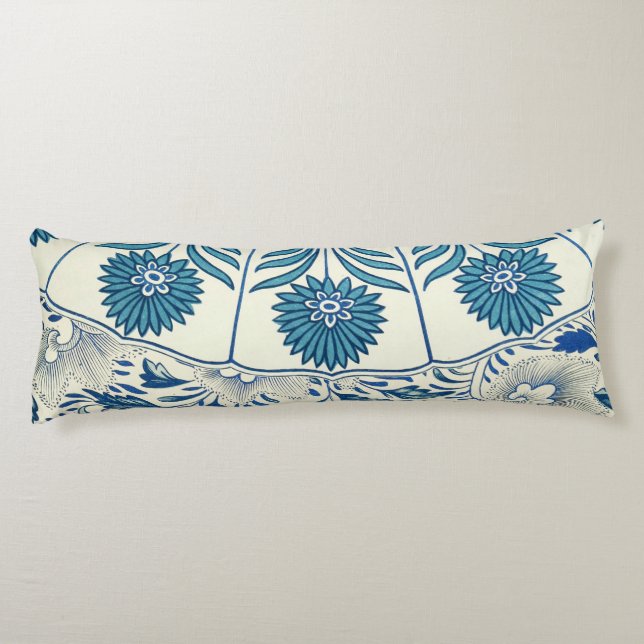 Coussins Longs Motif Floral bleu Antique Design asiatique (Dos)