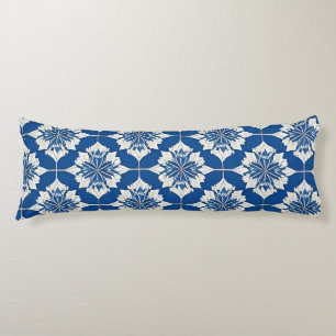 Coussins Longs Motif floral bleu et blanc élégant