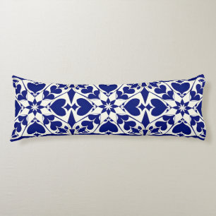 Coussins Longs Motif floral bleu et blanc élégant