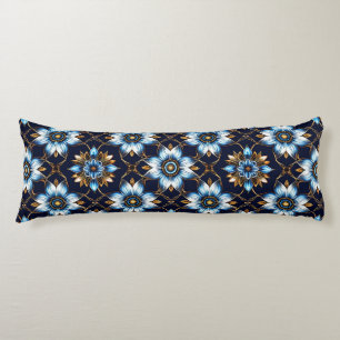 Coussins Longs Motif floral bleu et or élégant