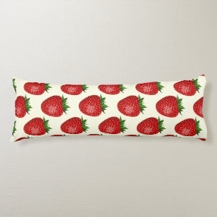 Coussins Longs Motif fraises, fraises rouges, fruits, feuilles