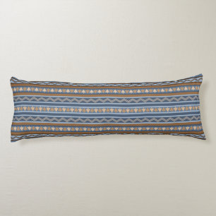 Coussins Longs Motif géométrique bleu et marron de style Southwes