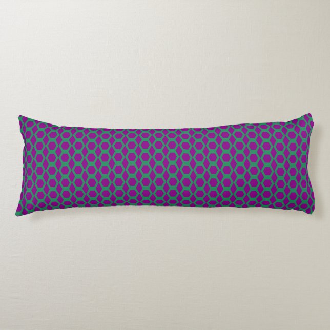 Coussins Longs Motif Hexagone Vert Violet (Devant)