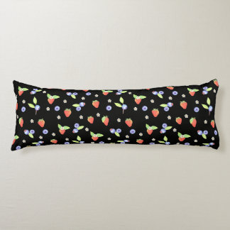 Coussins Longs Motif joli aquarelle de myrtille et de fraise