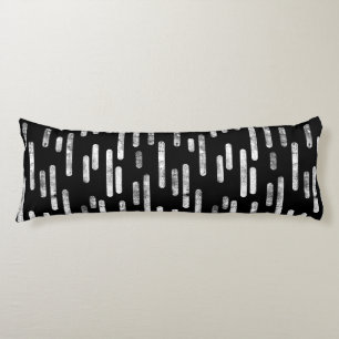 Coussins Longs Motif Lignes arrondies   Blanc sur noir
