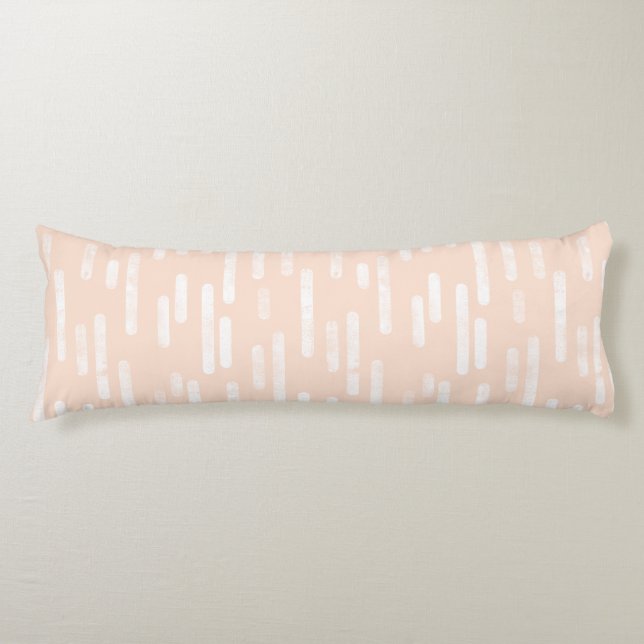 Coussins Longs Motif Lignes arrondies | Blanc sur Pêche pâle (Devant)