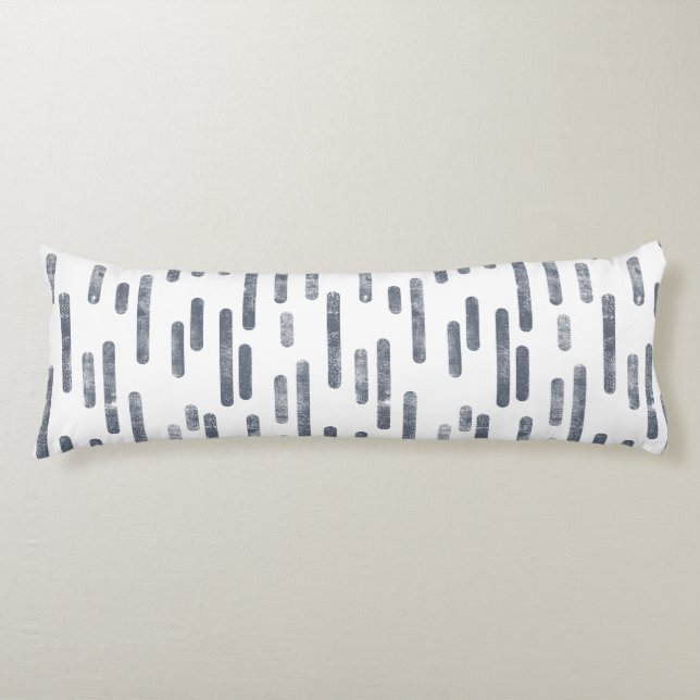 Coussins Longs Motif Lignes arrondies | Gris bleu sur blanc (Devant)