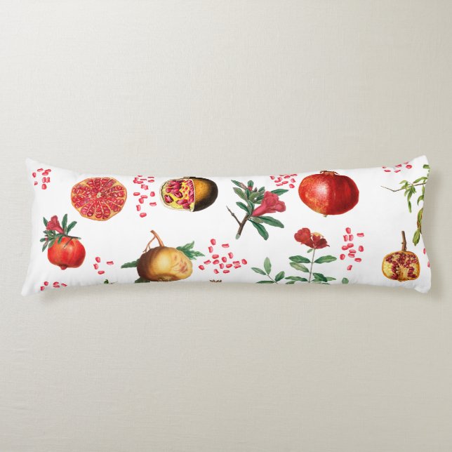 Coussins Longs Motif méditerranéen de grenade aquarelle (Devant)