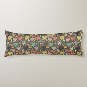 Coussins Longs Motif mignon de lapins d'amour avec des coeurs