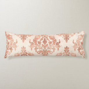 Coussins Longs Motif ornemental aquarelle damassé pêche chaud